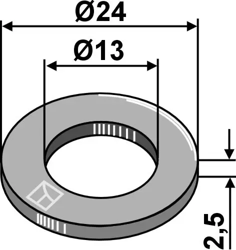Aluminium skive Ø24x2,5 Ø24, tykkelse 2,5mm 