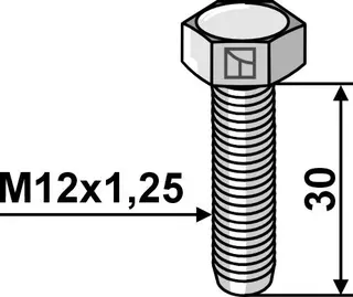 Bolt M12x1,25 - Galvanized M12x1,25, 30mm, 10.9