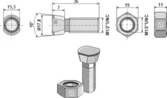 Plogbolt 1/2''UNC 1/2''UNC, 36mm lengde
