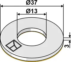 Selvheftende vasker Ø37x3xØ13 Tykkelse 3 mm, hull 13 mm
