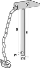 Socket pin with chain Ø 12mm, lengde 135mm