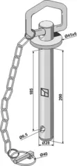 Socket pin with chain Ø 28mm, lengde 200mm