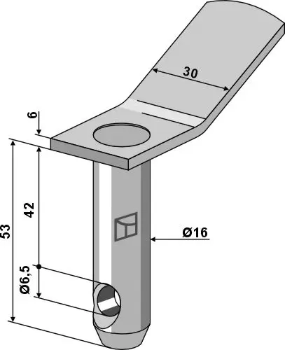 Låsetapp med buet håndtak Hulldiameter 6,5, lengde 53 