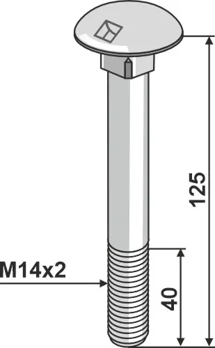Bolt M14 til Kuhn M14x2, kvalitet 10.9 