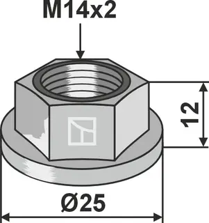 Kollarnøtt M14x2 til Kverneland M14x2, KK016015