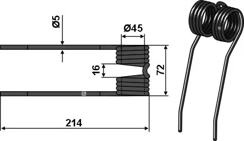 Pick-up tine til Fendt Ø5, 214mm, Fendt 12130/1270 