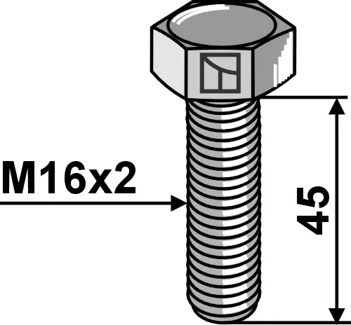 Hexagon bolt M16x2x45 M16x2, 45mm, kvalitet 10.9 