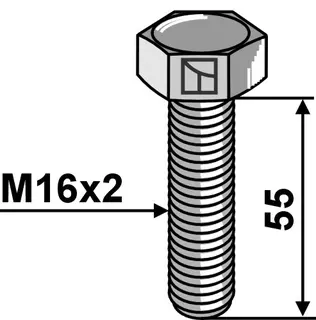 Hexagonbolt M16x2x55 M16x2, 55mm, kvalitet 10.9