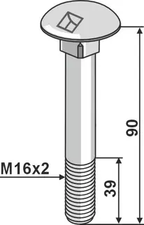 Bolt M16x2x90 galvanisert M16x2, 90mm, kvalitet 8.8