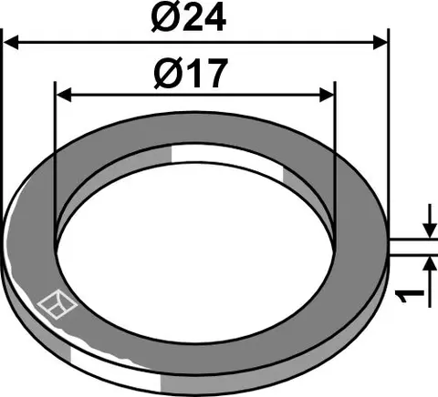Skive Ø24x1xØ17 til Kuhn Ø24, tykkelse 1, hull Ø17