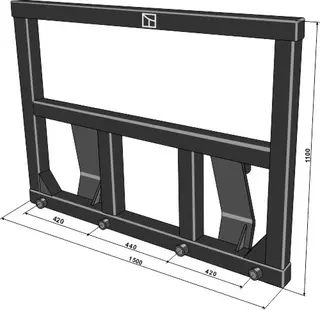 Feste for ballespyd, Euro 80x80, høyde 1100, lengde 1500
