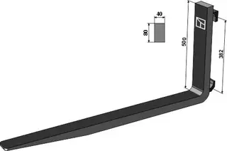 Fork tine 1100 Lengde 1100mm, 40x80mm
