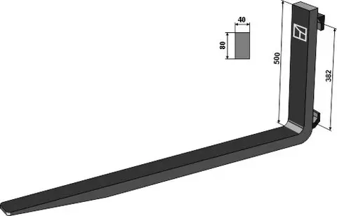 Fork tine 1200 Lengde 1200mm, 40x80mm