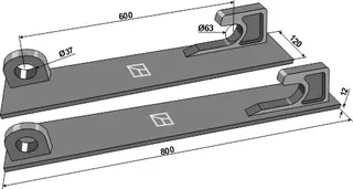 Connect slag 800 J.C.B. Hål: 37, Lengde: 800mm