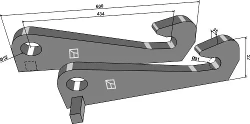 Connect slag 600 til Claas L: 600mm, Ø: 52mm, 35mm tykkelse 