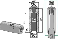 Sveiseforing 130mm Ø: 50mm, L: 130mm, Hull: 22,5