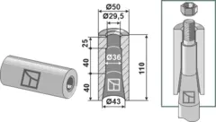Sveiseforing 110mm Ø 50mm, lengde 110mm