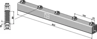Rammerør til frontlaster Lengde 820mm, 72x72
