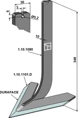 Tine med deling 180mm - Steketee Arbeidsbredde 180mm, lengde 348mm