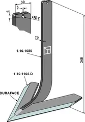 Tine med deling 200mm - Kubota 200mm arbeidbredde, 348mm lengde