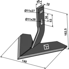 Plogskjær 140mm til Carré, Monosem Tykkelse 5mm, Arbeidsbredde 140mm