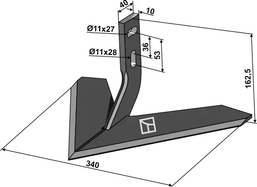 Plogskjær 340 mm til Carré og Monosem Bredde 340 mm - Tykkelse 5 mm 