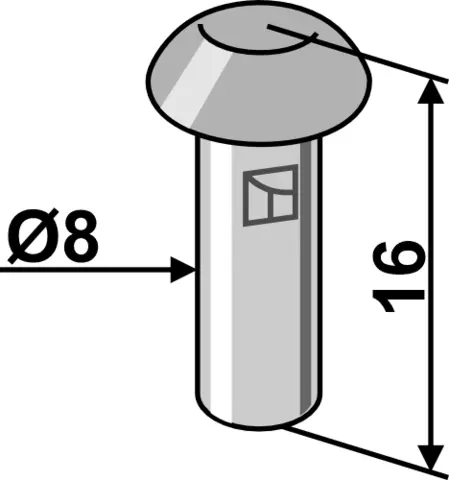 Button head rivet til ukjent merke Ø8x16 mm, spesifikasjoner ukjent