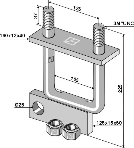 Støttebolt med motplate Ukjent merke, spesifikasjoner ikke tilgj 