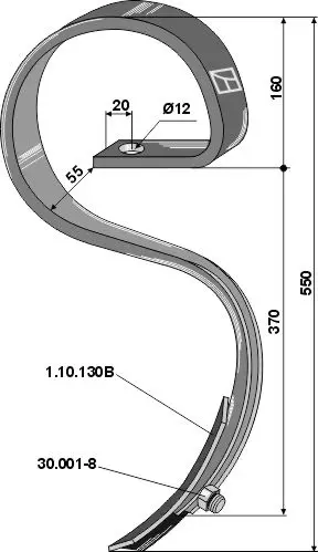 Harrow tine with share Powder coated, spesifikasjoner ukjent 