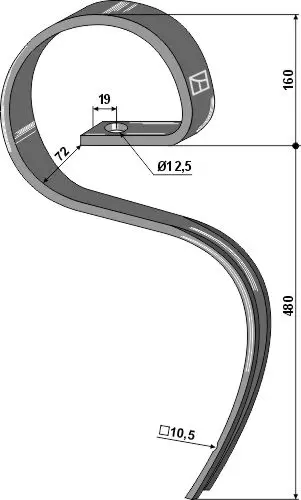 Harrow tine Passer til ukjent modell 