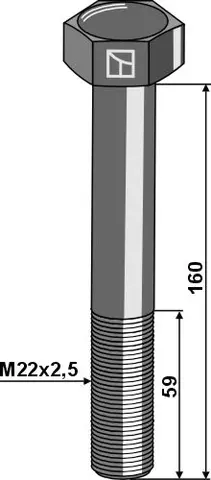 Bolt M22x2,5x160 10.9 u/mutter