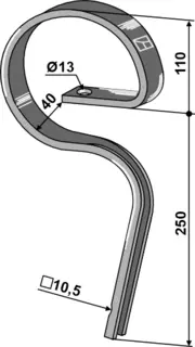 Rivetind til Gare 360x32x10 mm - 40 mm klaring