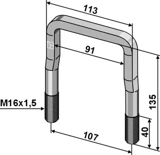 Stirrup bolt til Lemken Rubin M16x1,5 - Gigant 800 S