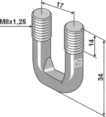 Stirrup bolt til Lemken M8x1,25, lengde 14mm