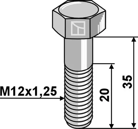 Sekskantskruer M12 med mutter M12x1,25x35, 19mm åpning