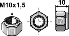 Sechkantmutter til Dragone M10x1,5 - Kvalitet 10.9