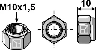 Hexagon mutter til Dragone M10x1,5, kvalitet 10.9