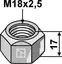 Selvlåsende mutter M18x2,5 Kvalitet 8.8, M18x2,5