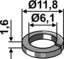 Split washer Ø11,8x1,6xØ6,1 Ø6,1, Ø11,8, 1,6 tykt