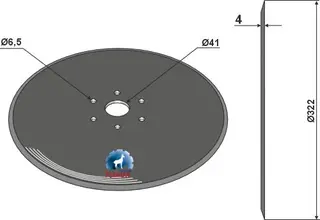 Såskive Ø322x4 til Klever Ø322, tykkelse 4 mm, hull 6,5 mm