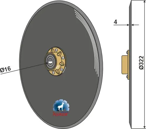 Såskive Ø322 til Klever Ø322, hull 16, tykkelse 4 