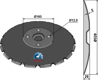Notched disc til Niaux og Lemken Ø520x5, 20 notches, 29 concavity
