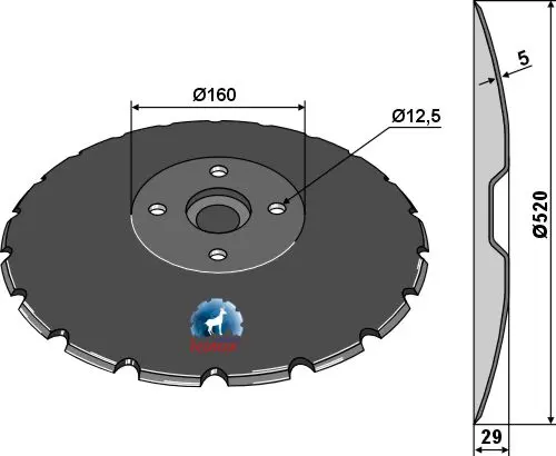 Notched disc til Niaux og Lemken Ø520x5, 20 notches, 29 concavity 