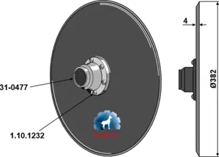 Såskive Ø382x4 til Väderstad Diameter: Ø382, tykkelse: 4