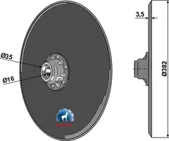 Såskive Ø382x3,5 til John Deere Diameter: Ø382, tykkelse: 3,5