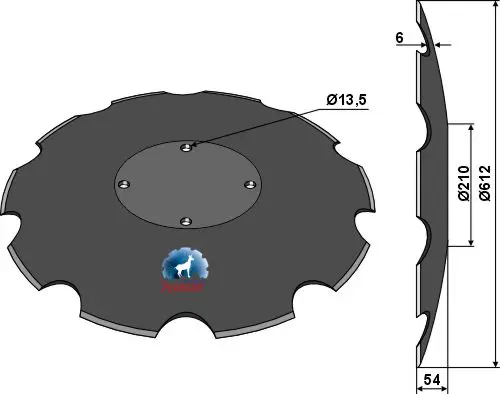 Notched disc til Amazone Ø612mm, tykkelse 6mm 