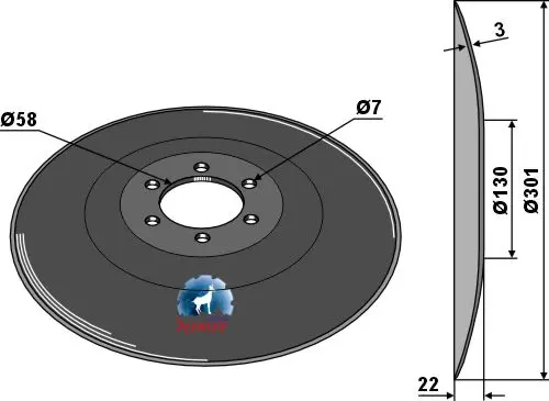 Såskive Ø301x3 til Sulky Ø301, tykkelse 3 mm, Sulky 
