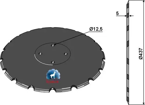 Såskive Ø437x5 til Sulky Ø437mm, 19 notcher, 5mm tykk 