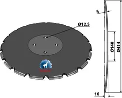 Notched disc til Sulky Ø414mm, tykkelse 5mm