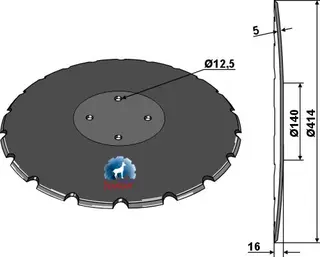 Notched disc til Sulky Ø414mm, tykkelse 5mm